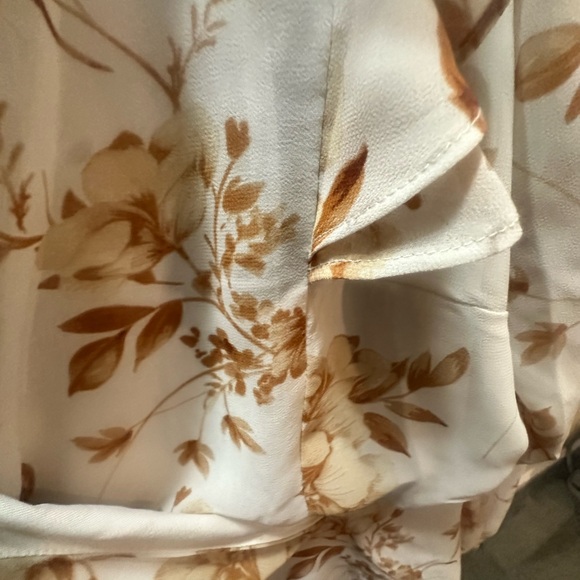 City Chic Floral Wrap Blouse - Cream and Brown - Picture 4 of 6